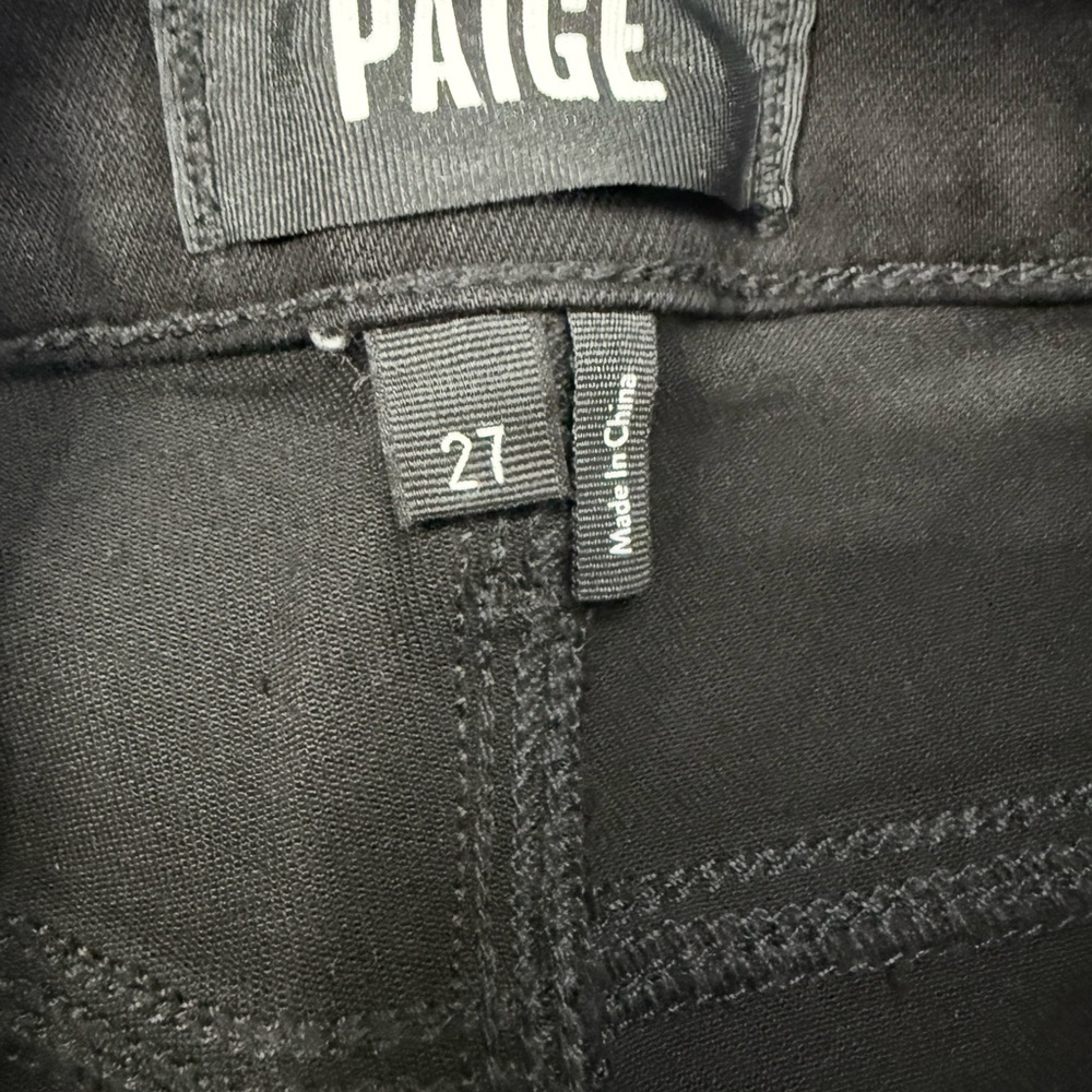 PAIGE Margot Ankle Jeans Size 27 Black Fog Luxe Coating Faux Leather Look - Picture 3 of 7
